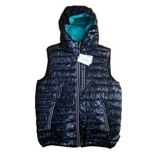NWT Noize Puffer Vest Men's Size Small Gavyn Glossy Navy Blue With Contrast